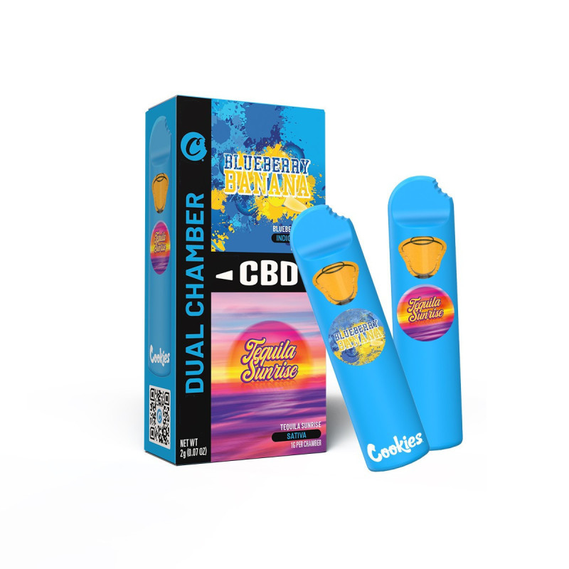 BLUEBERRY BANANA & TEQUILA SUNRISE CBD VAPE CAMERĂ DUBLĂ COOKIES
