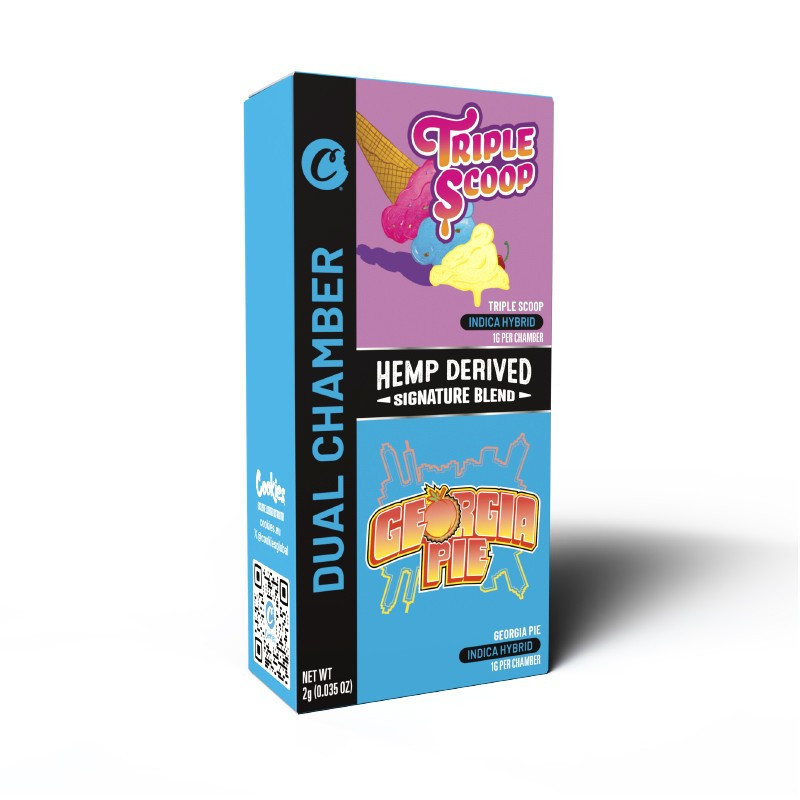 TRIPLE SCOOP & GEORGIA PIE 99% 2ML VAPE CAMERĂ DUBLĂ SIGNATURE BLEND COOKIES
