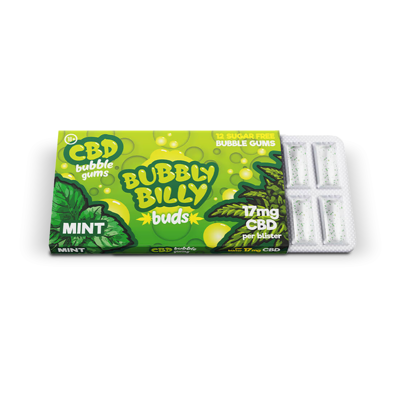 PEPPERMINT GUMĂ DE MESTECAT 17MG CBD BUBBLY BILLY