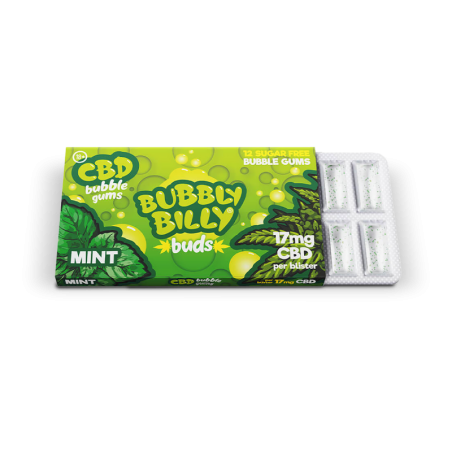 PEPPERMINT GUMĂ DE MESTECAT 17MG CBD BUBBLY BILLY